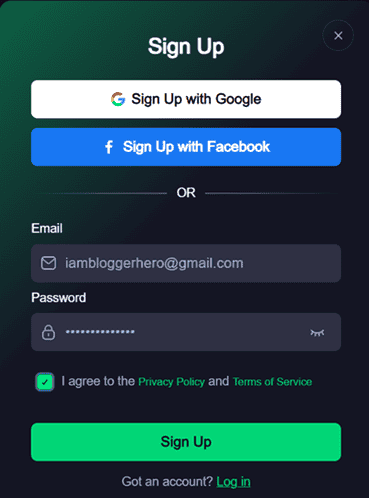 Create a freecash account for free