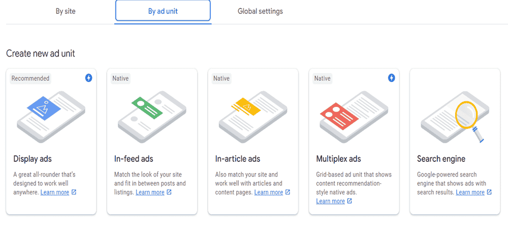AdSense ad types