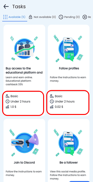 Complete tasks to earn money online