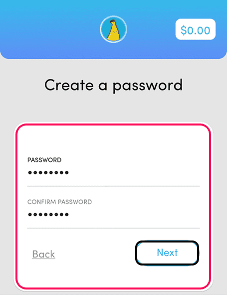 Create a new password for your account