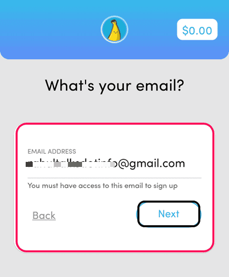 Enter Email ID to register account