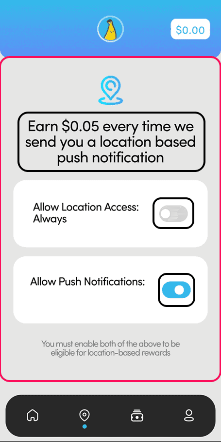 Give location access to earn more rewards