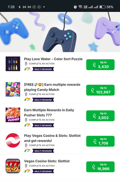 Play multiple games to earn reward
