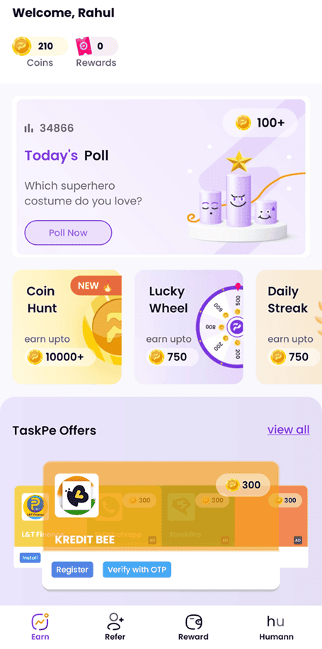 PollPe home page to earn