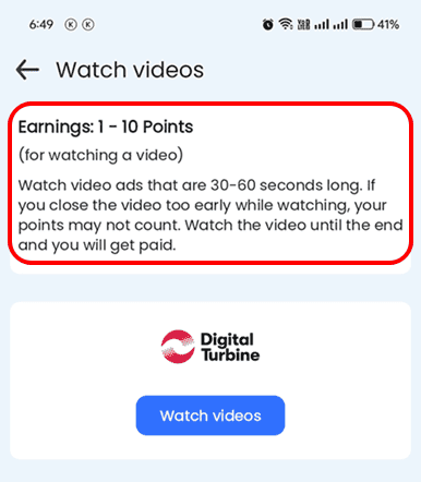 Watch videos to earn money