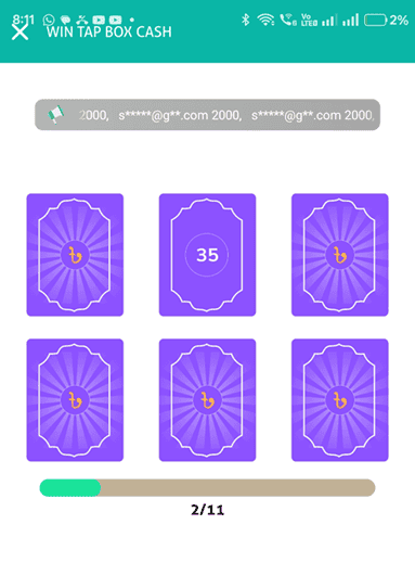 Win tap box cash with daily taka app